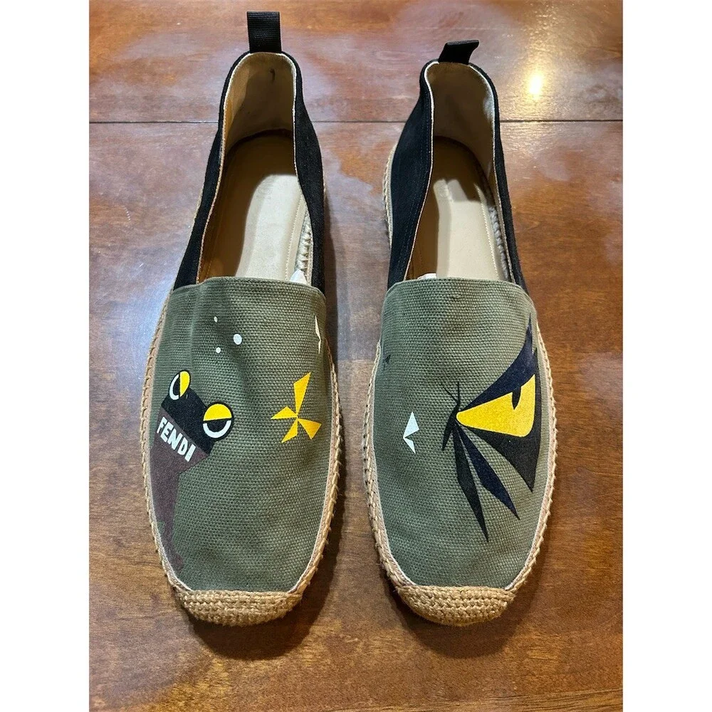Fendi Bag Bugs Monster Eyes Men's Espadrille Slip-On Shoes Multicolor 10